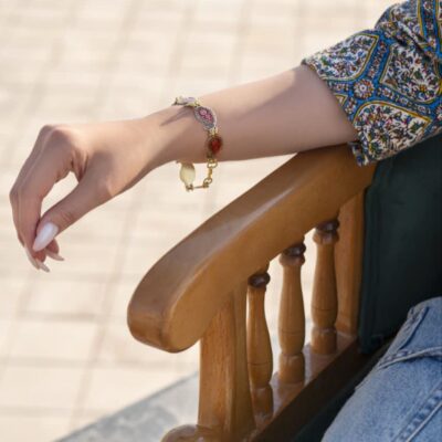 دستبند طلاروس رنگ قرمز